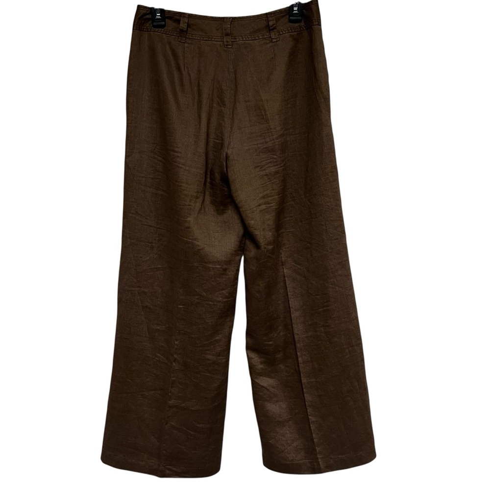 Sunny Leigh Linen Wide Leg Ankle Pants Fully Lined Brown Size 4 - Picture 2 of 9